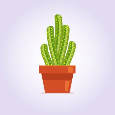 Beyaz arka plan üzerinde karıncalanma ile dekoratif kaktüs. Ev bitki tencerede. Düz stil ikonu
