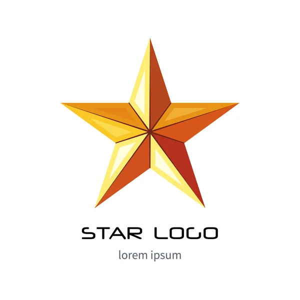 Golden star λογότυπο πρότυπο. Εικονίδιο κίτρινο δίπλ. 3D στυλ διάνυσμα. — Διανυσματικό Αρχείο