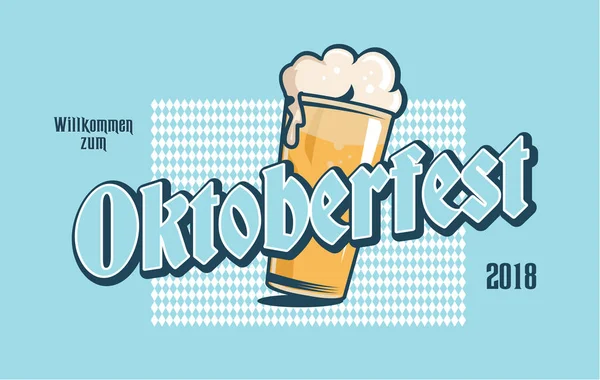 Etiqueta Oktoberfest. Logotipo de tipografia Oktoberfest para cartões e banners. Bem-vindo ao Octoberfest 2018. Modelo de crachá de vetor —  Vetores de Stock