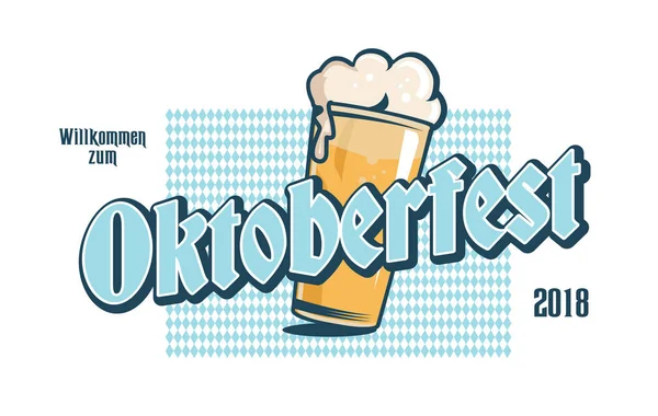 Etiqueta Oktoberfest. Logotipo de tipografia Oktoberfest para cartões e banners. Bem-vindo ao Octoberfest 2018. Modelo de crachá de vetor . —  Vetores de Stock