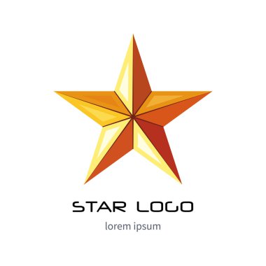 Altın yıldız logo şablonu. Sarı askeri simgesi. 3D stili 