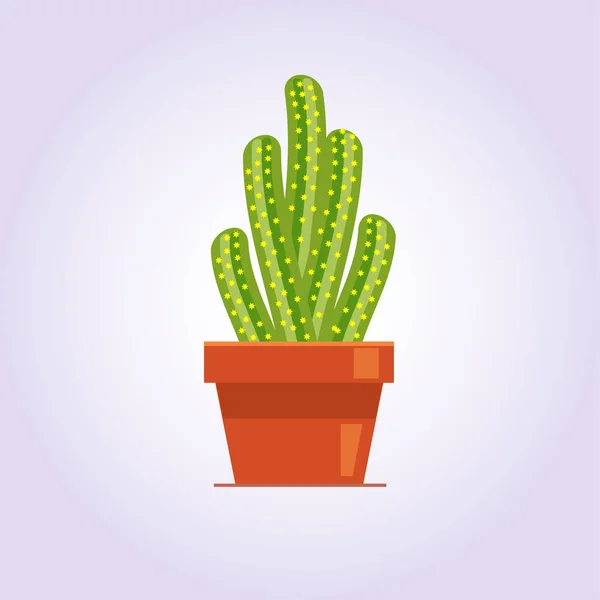 Cactus Decorativo Con Espinas Fondo Blanco Planta Casera Maceta Icono —  Fotos de Stock