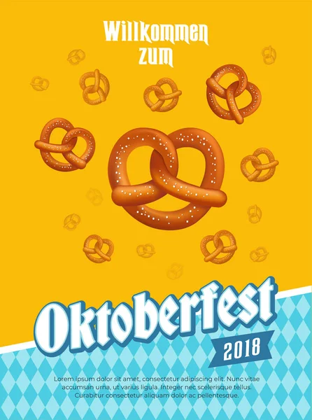 Cartaz Oktoberfest Com Pretzels Elementos Design Tradicionais Ilustração — Fotografia de Stock