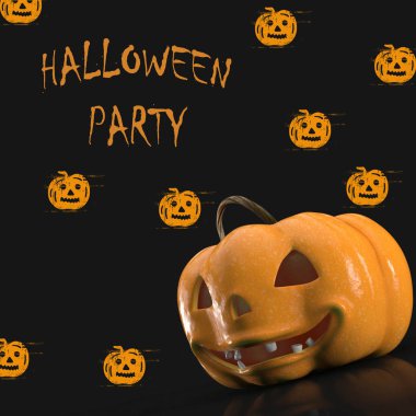 Cadılar Bayramı balkabağı. 3D poster.