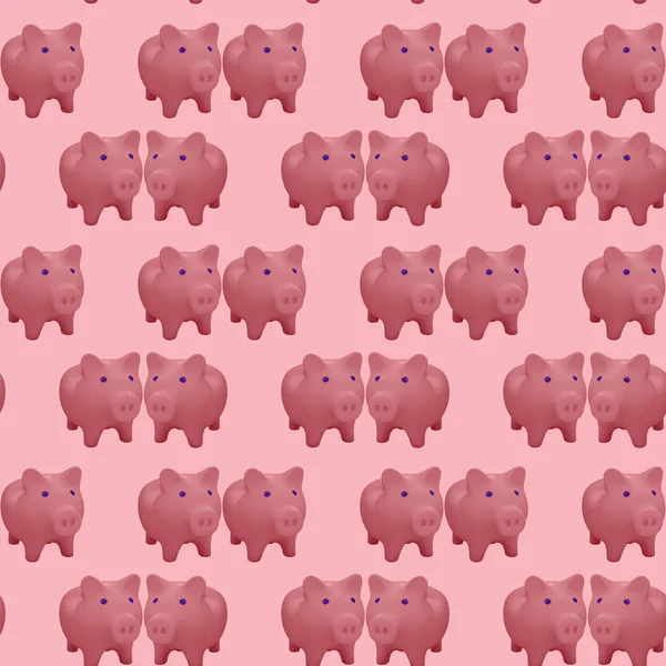 Безшовний візерунок з 3D рожевою свинею — стокове фото