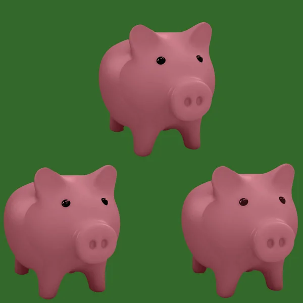 Pattern with pink  pig bank. — Stock Photo, Image