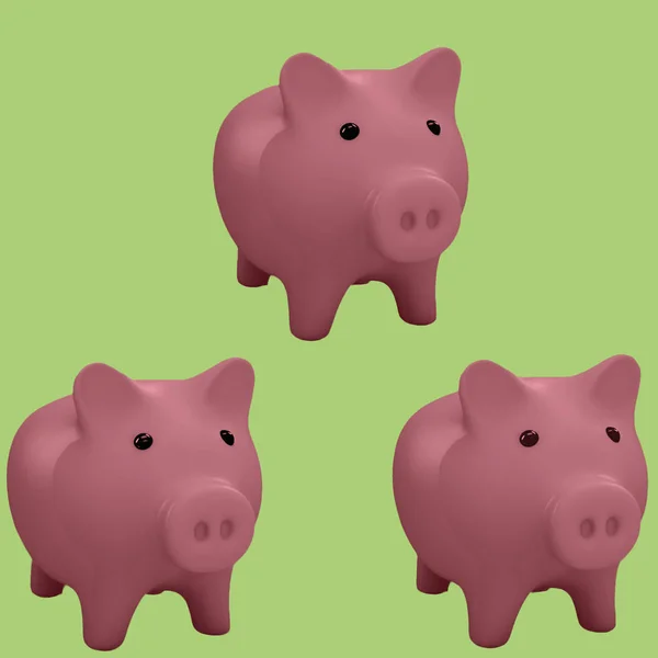 Pattern with pink  pig bank. — Stock Photo, Image