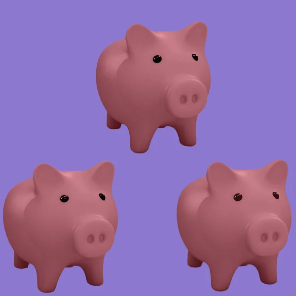Pattern with pink  pig bank.