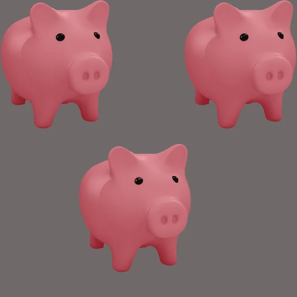 Pattern with pink  pig bank.