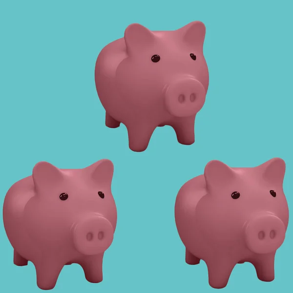 Pattern with pink  pig bank. — Stock Photo, Image