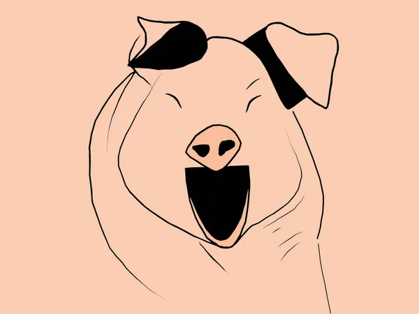 Muzzle pig close up on a white background. Sketch. — Stock Photo, Image