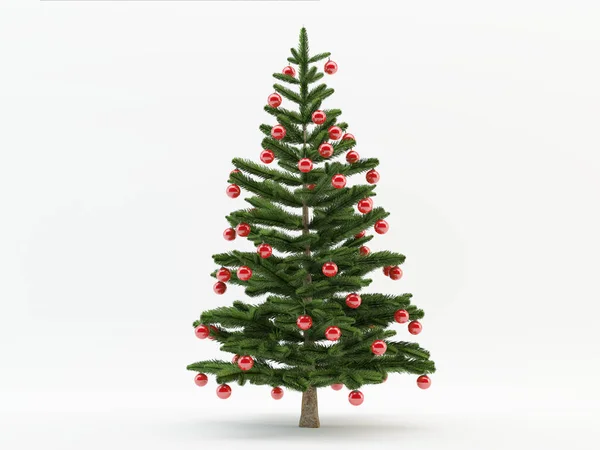 Kırmızı topları olan Noel ağacı — Stok fotoğraf