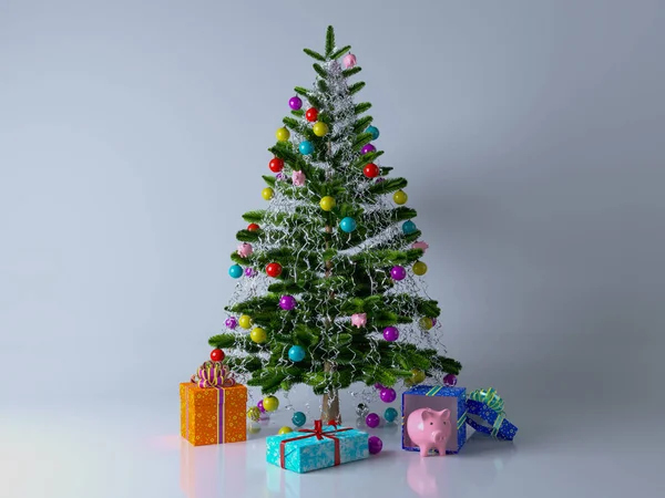 Украшенная елка с подарками — стоковое фото
