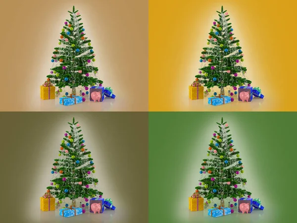 Conjunto de plantillas para tarjetas de año nuevo en diferentes colores — Foto de Stock