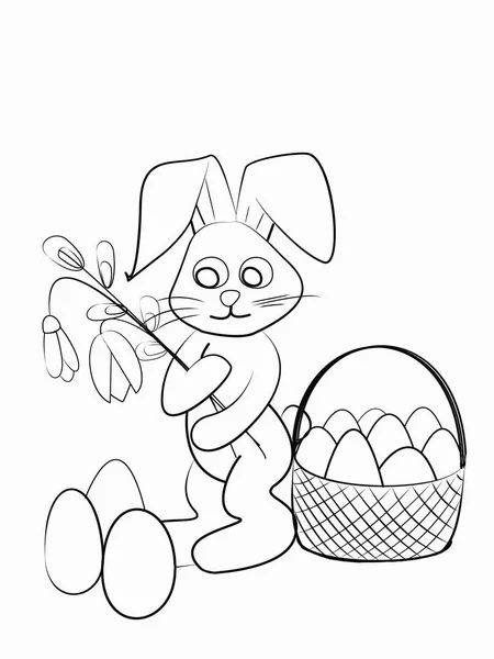 Easter coloring. Black and white raster illustration for coloring book. — Stock Photo, Image