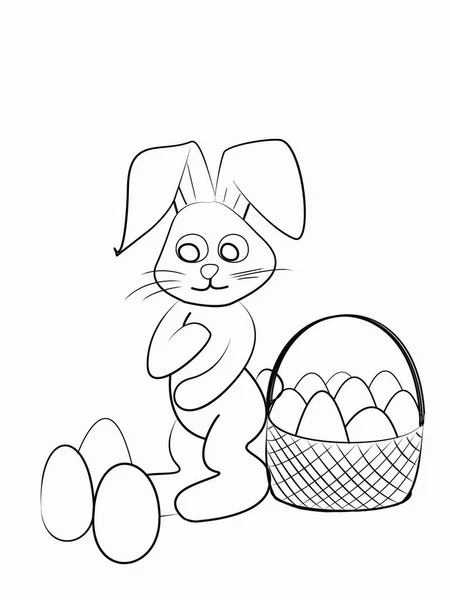 Easter coloring. Black and white raster illustration for coloring book. — Stock Photo, Image