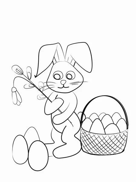Easter coloring. Black and white raster illustration for coloring book. — Stock Photo, Image