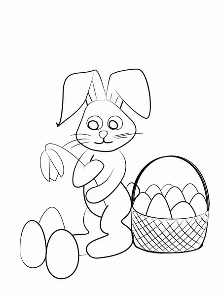 Easter coloring. Black and white raster illustration for coloring book. — Stock Photo, Image