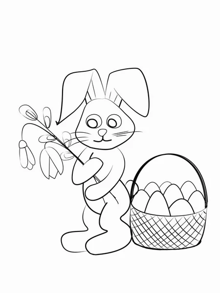 Easter coloring. Black and white raster illustration for coloring book. — Stock Photo, Image