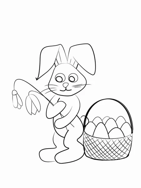 Easter coloring. Black and white raster illustration for coloring book. — Stock Photo, Image