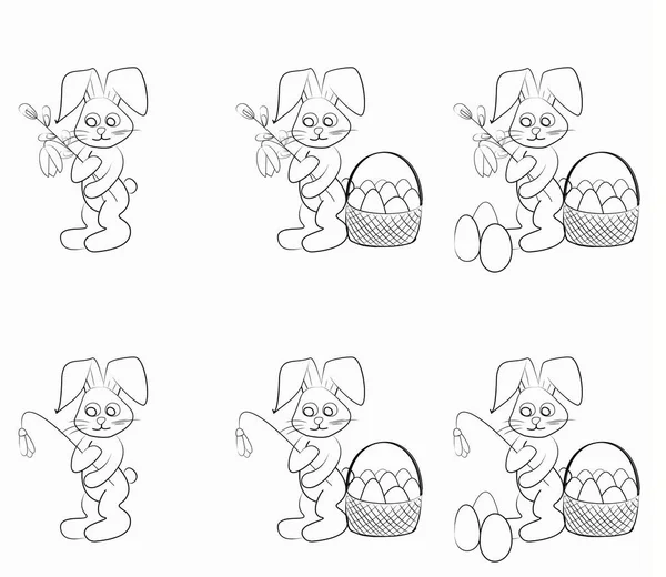 Easter coloring set. Black and white raster illustrations for coloring book. — Stock Photo, Image