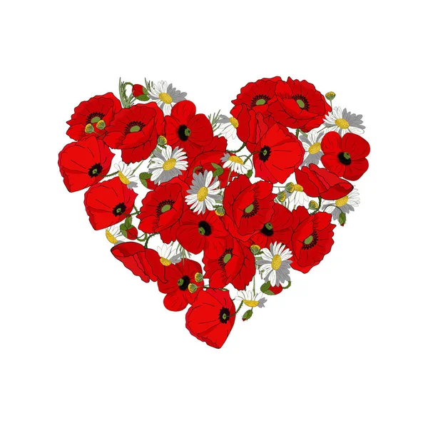 Квіткові Вінки Набір Елементів Червоними Маками Гілками Листям Квіткова Композиція — стокове фото