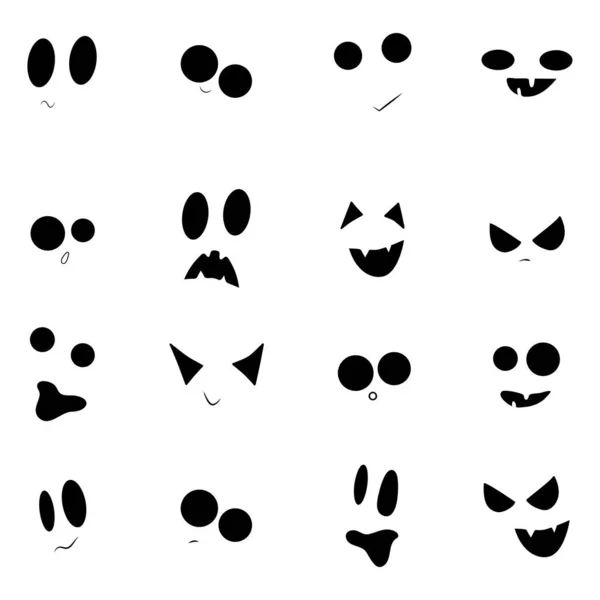 Set Ghostly Faces White Background Different Emotions Constructor Halloween Joy — Stock Photo, Image