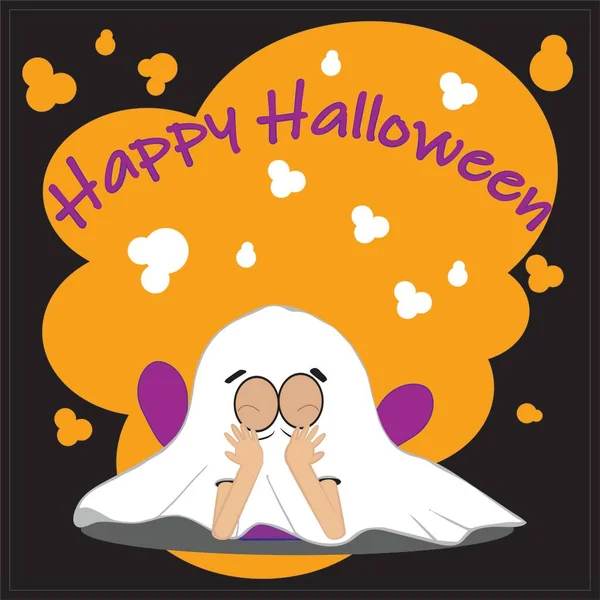 Carte Enfant Halloween Noire Avec Éléments Violets Enfant Costume Jack — Photo