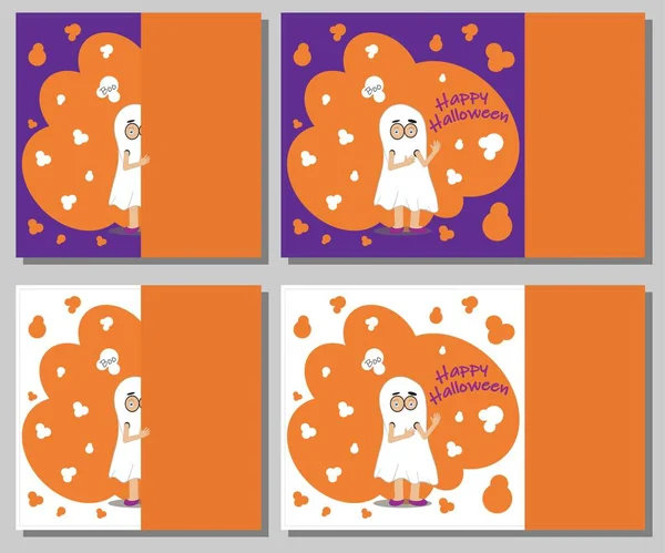 Fixez Des Cartes Halloween Lumineuses Pour Les Enfants Enfant Déguisé — Photo