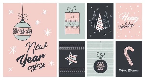Modern Mutlu Noeller el çizimleri, çizimler ve simgeler, harf tasarım koleksiyonunu ayarlayın. Vektör illüstrasyonunu karalar ve çizer