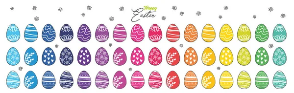 Feliz Pascua Con Huevos Dibujos Animados Lindo Dibujo Mano Colorido — Vector de stock