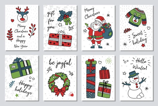 Modern el yapımı tebrik kartları, hayvanlar ve diğer izole edilmiş elementler. Vektör illüstrasyonu.