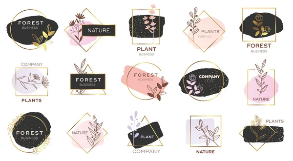 Altın ve pastel renkli modern çiçek logosu dizaynı.