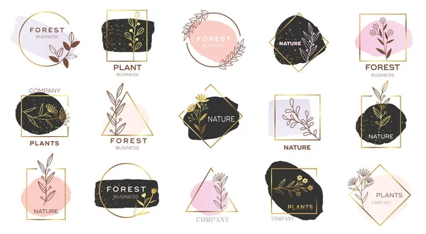 Altın ve pastel renkli modern çiçek logosu dizaynı.