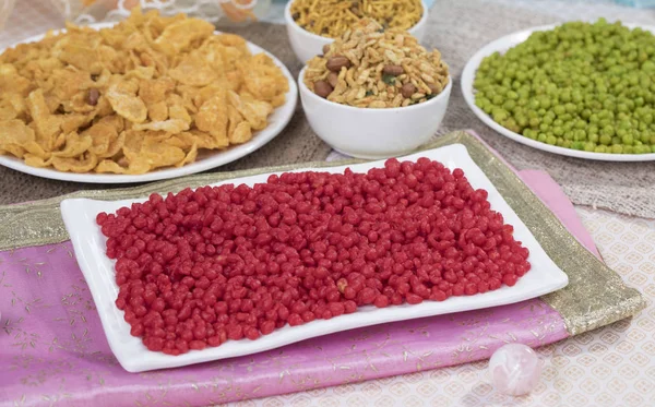 Indian Salty Food Colorful Bundi Namkeen