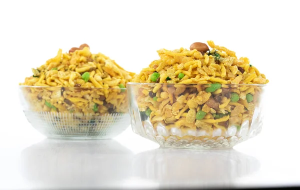 Indian Crunchy and Salty Food Rajasthani Mixure, Famous Food of Rajasthan State of India, isolate on white background