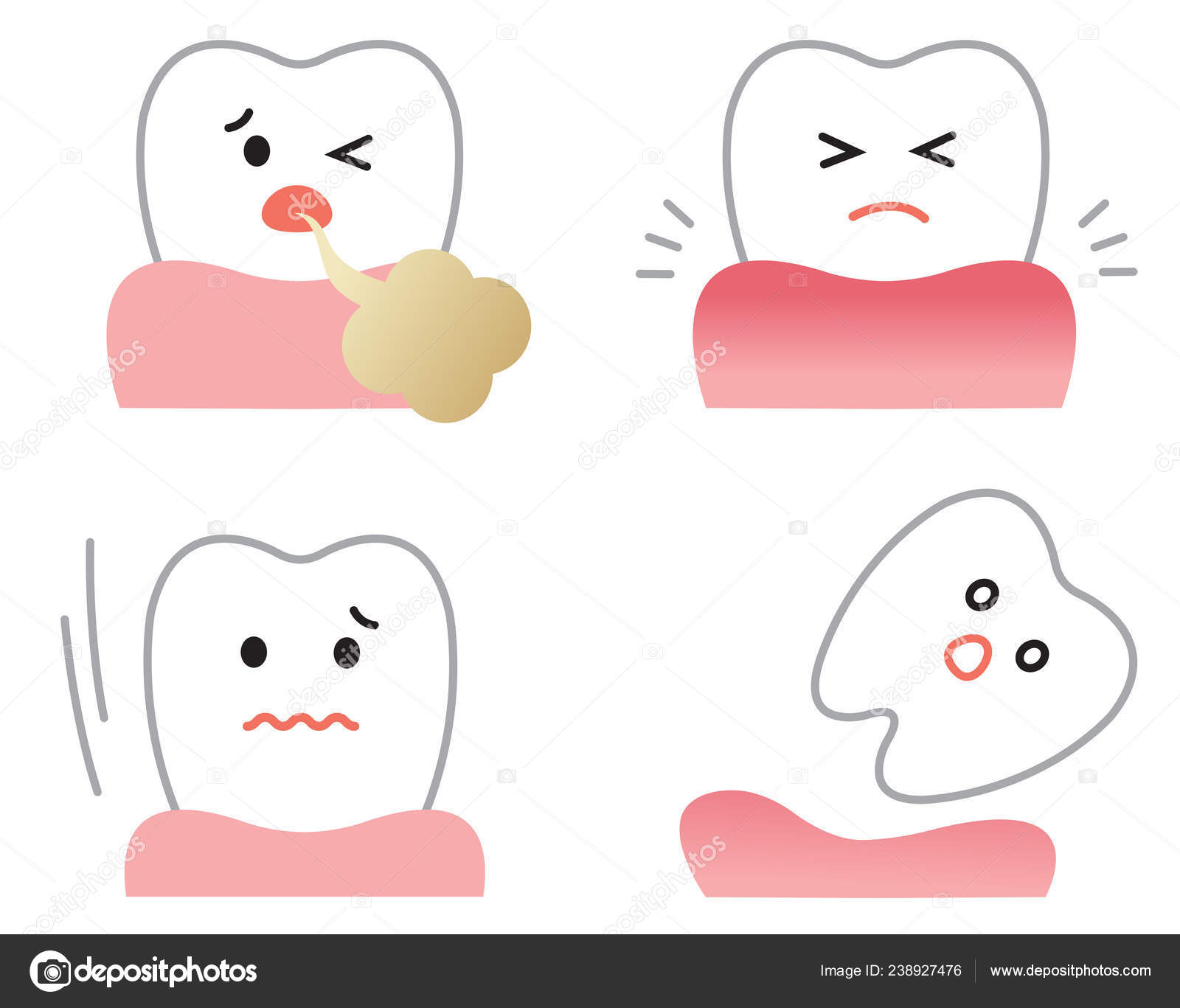 Set Gum Disease Symptoms Cute Cartoon Character Tooth Illustration Bleeding Stock Vector Image by ©mug5 #238927476 Set Gum Disease Symptoms Cute Cartoon Character Tooth Illustration Bleeding Stock Vector Image by ©mug5 #238927476
