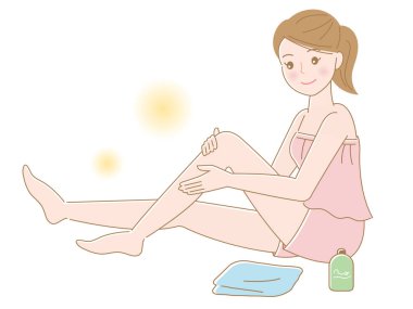 young woman massaging her leg isolated on white background. beauty body care concept
