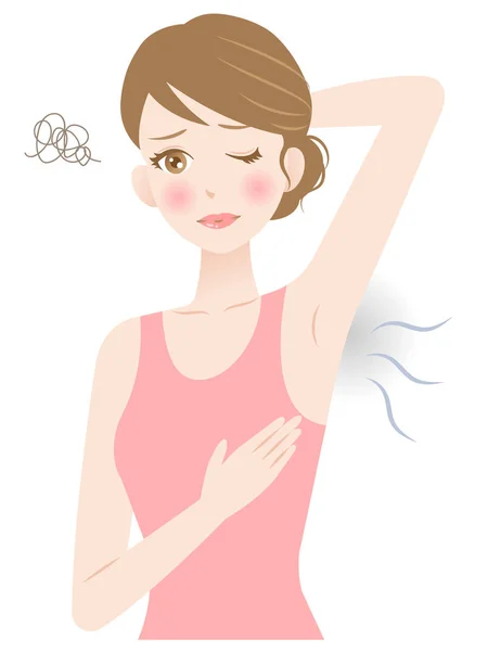 Underarm Odor Woman Illustration Hygiene Health Care Concept — Stock Vector