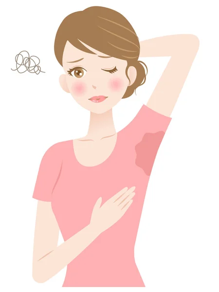 Underarm Odor Woman Illustration Hygiene Health Care Concept — Stock Vector