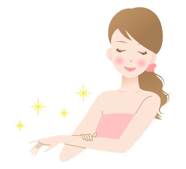 young woman touching her smooth arm, beauty body care concept. isolated on white background 