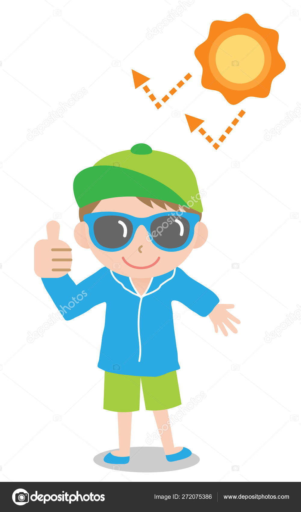 Sun Safety Tips Boy Kid Illustration Protection Products Hat Sunglasses Stock Vector Image By C Mug5