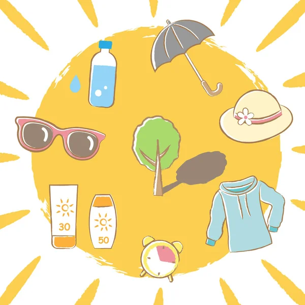 Sonnensicherheit Illustration Mit Sonnenhintergrund Konzept Der Gesunden Hautpflege — Stockvektor