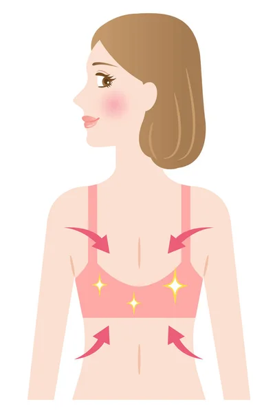 ブラジャーイラストでスリムな背中の女性 美容ボディケアコンセプト — ストックベクタ