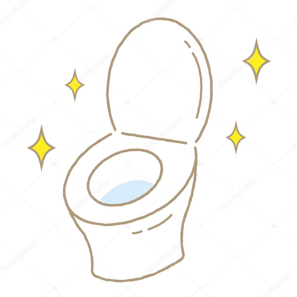clean toilet bowl linear illustration. Bathroom cleaning concept