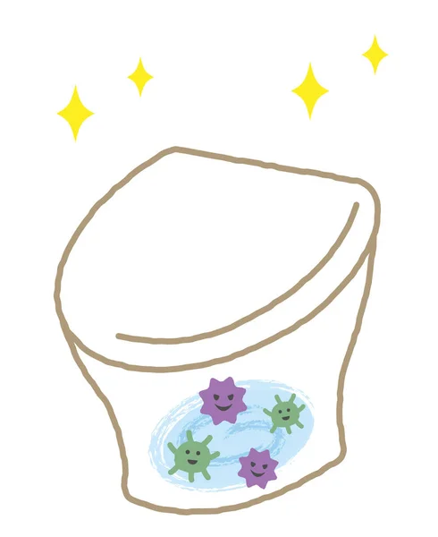 Close Toilet Lid Protect Dispersal Germ Cute Cartoon Illustration Hygiene — 스톡 벡터