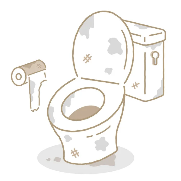 Dirty Toilet Linear Illustration Bathroom Cleaning Hygiene Concept — ストックベクタ