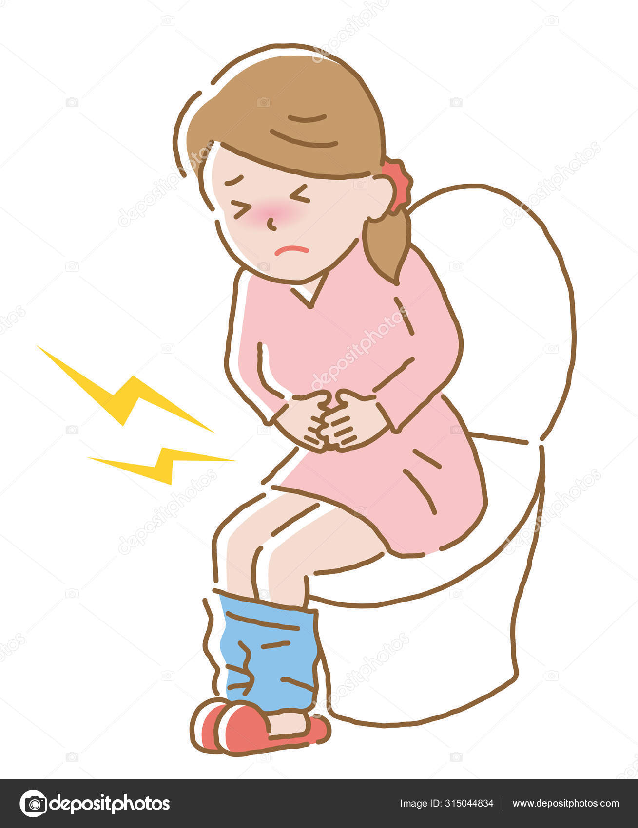 Woman Suffering Abdominal Pain Toilet Seat Diarrhea Constipation Period