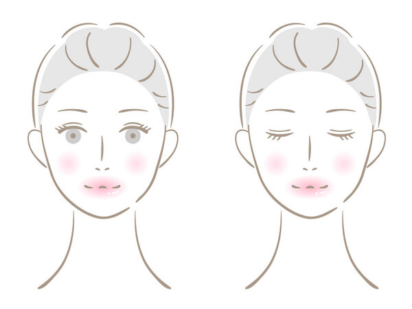 beautiful woman face illustration. Open and closed eyes. Beauty skin care concept