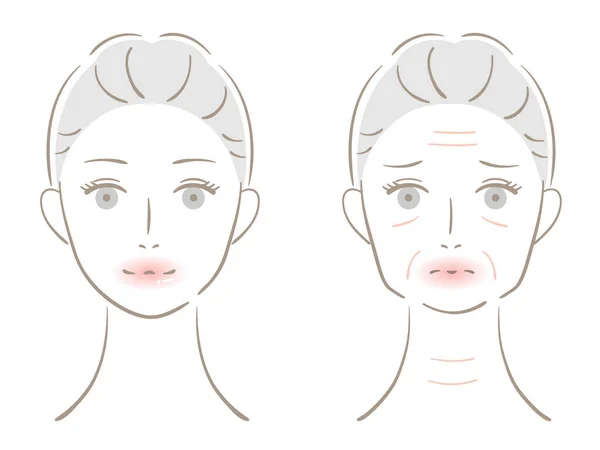 ウィンクルと若い女性の顔 イラストの後 美容スキンケアコンセプト — ストックベクタ
